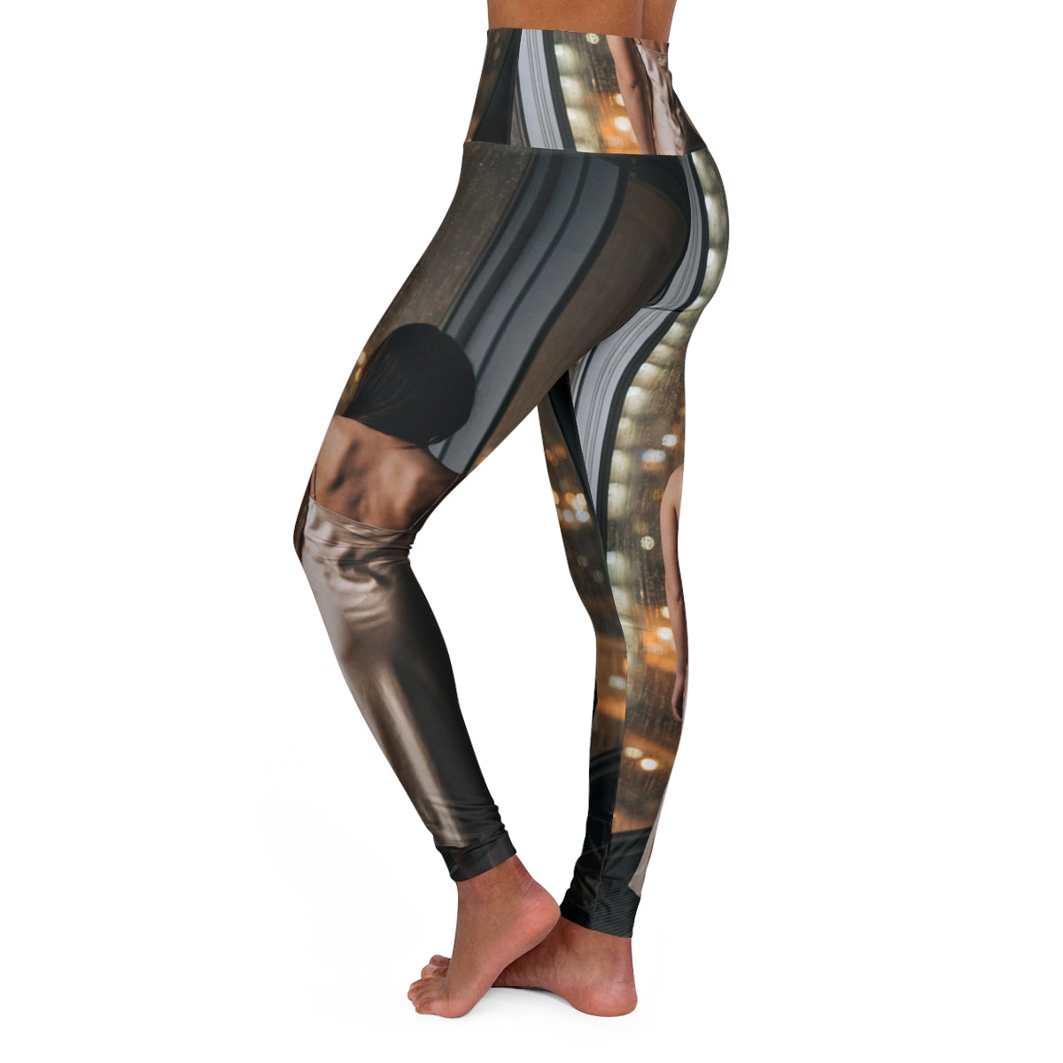 High Waisted Yoga Leggings - City Rain