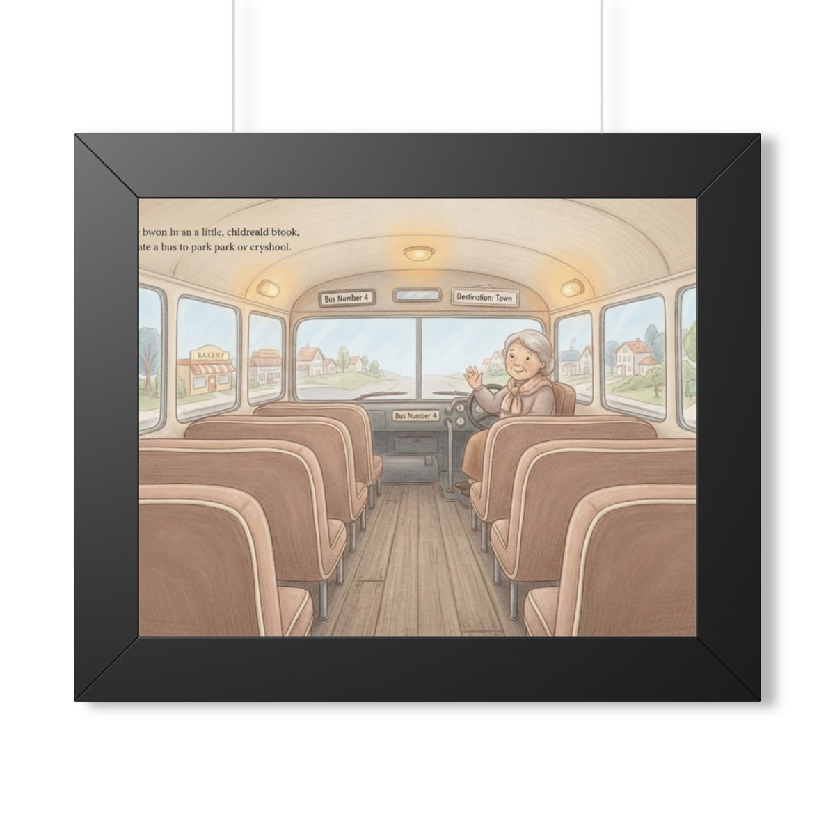 Framed Horizontal Poster - Storybook Bus Ride Whimsical Wall...