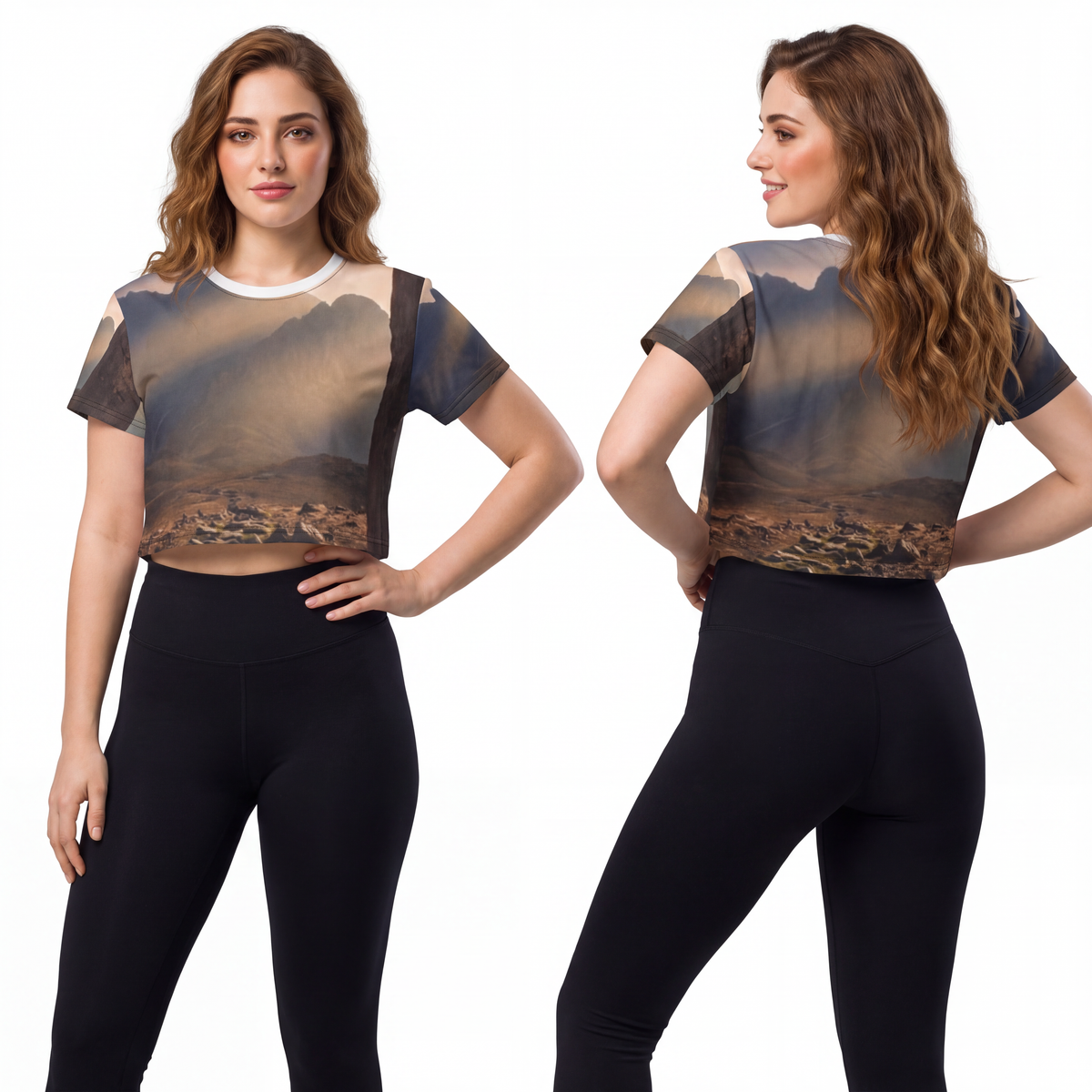 Crop Tee - Mystic Monolith Ancient Persian Mountain Art |...