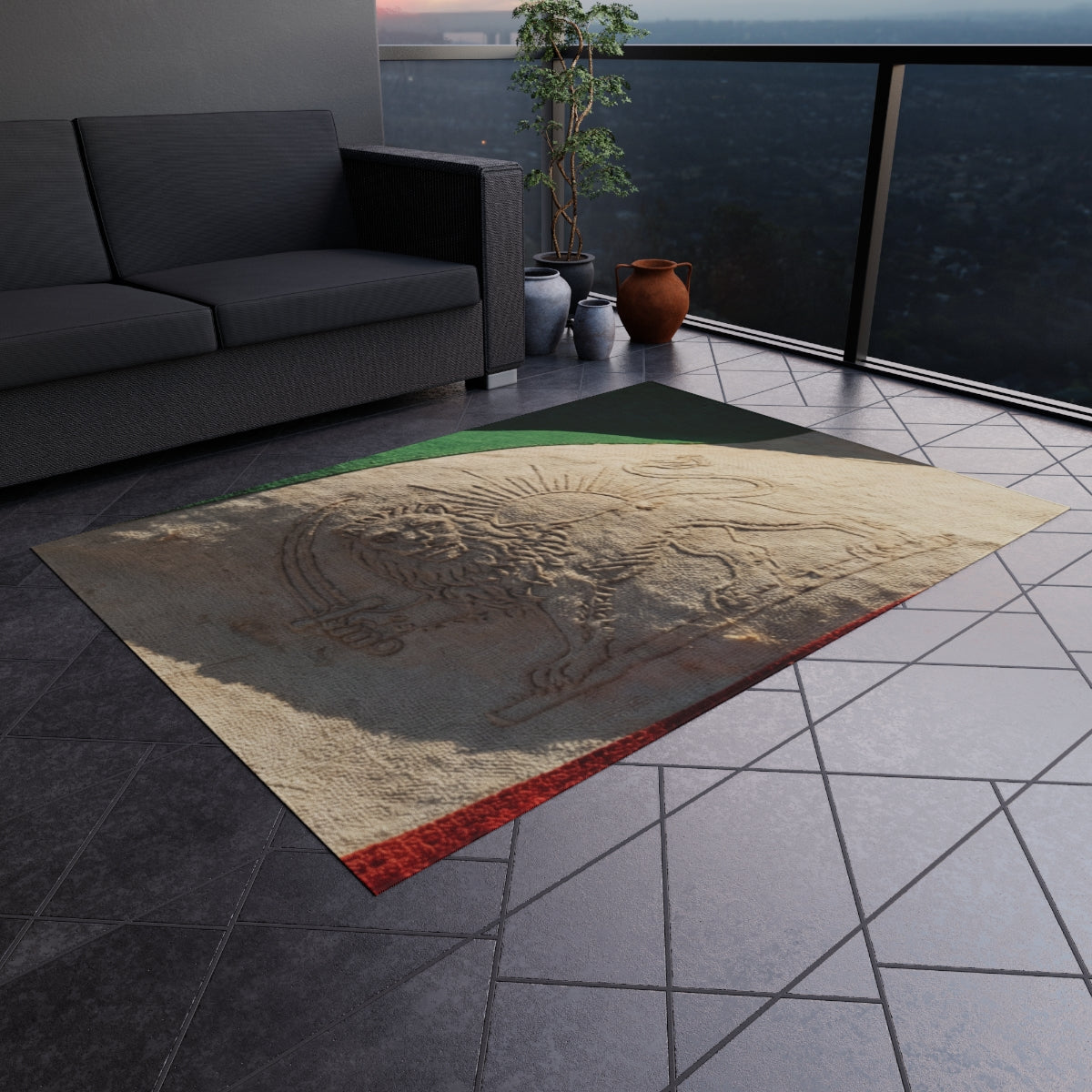 Outdoor Rug - Persian Lion and Sun | Echovira Gallery