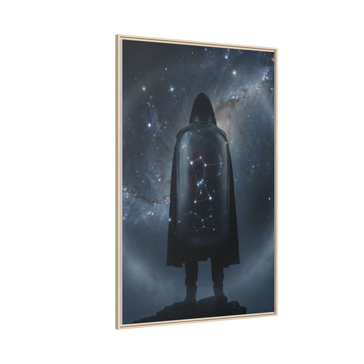 Matte Canvas, Framed - Cosmic Sentinel Orion Constellation Art — Natural / 1.25" (8×10, 9×12, 11×14, 12×16, 10×20, 12×18, 16×20, 16×24, 12×36, 18×24, 20×24, 16×32, 20×30, 24×30, 16×48, 24×32, 24×36, 24×48, 20×60, 30×40, 32×48, 30×60 & 40×60)
