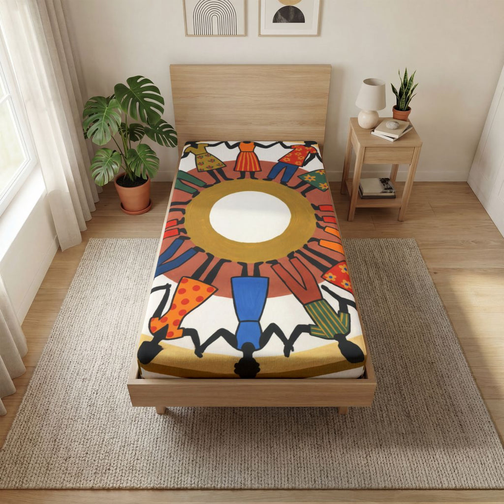 Fitted Sheet - Unity Mandala Folk Art | Echovira Gallery