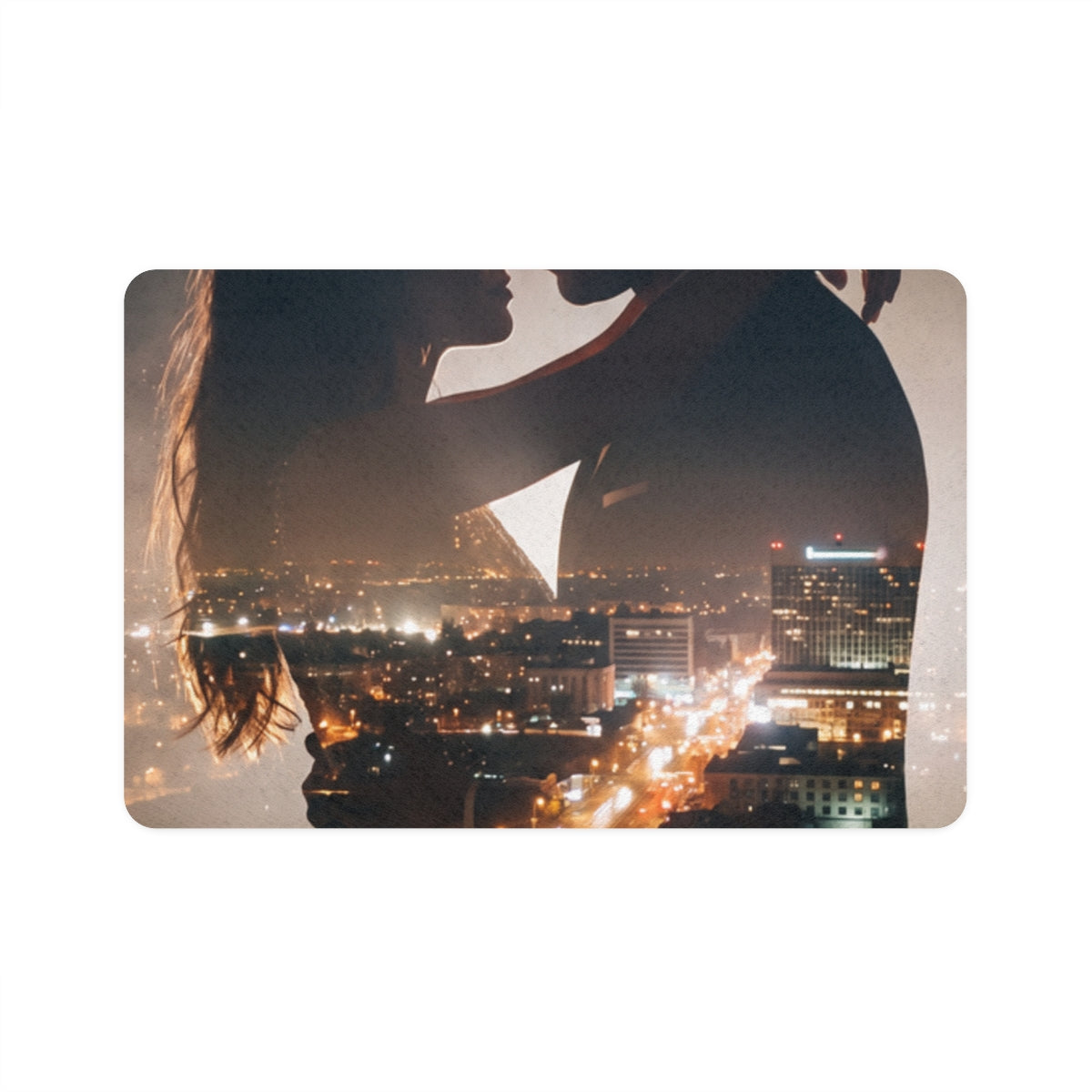 Pet Food Mat (12x18) - City Twilight Glow | Echovira Gallery
