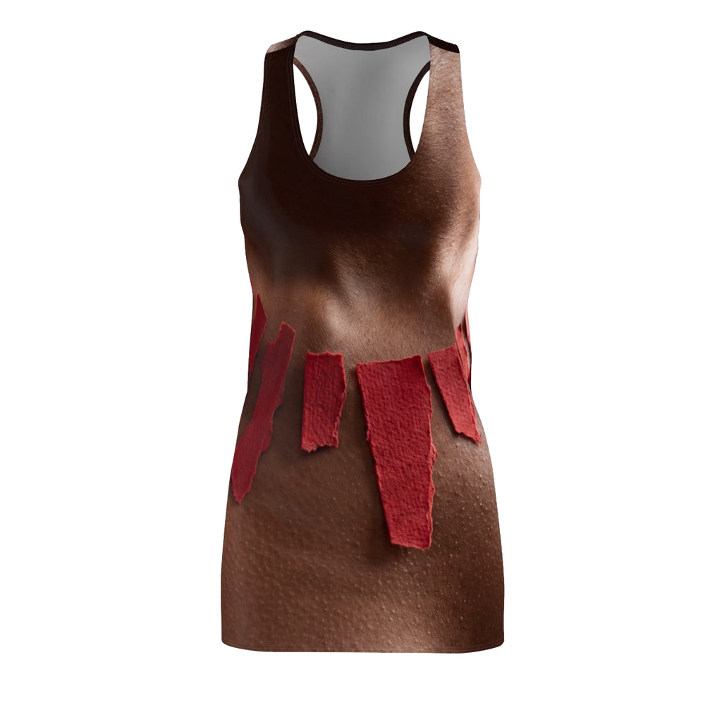 Women's Racerback Dress with Crimson Art