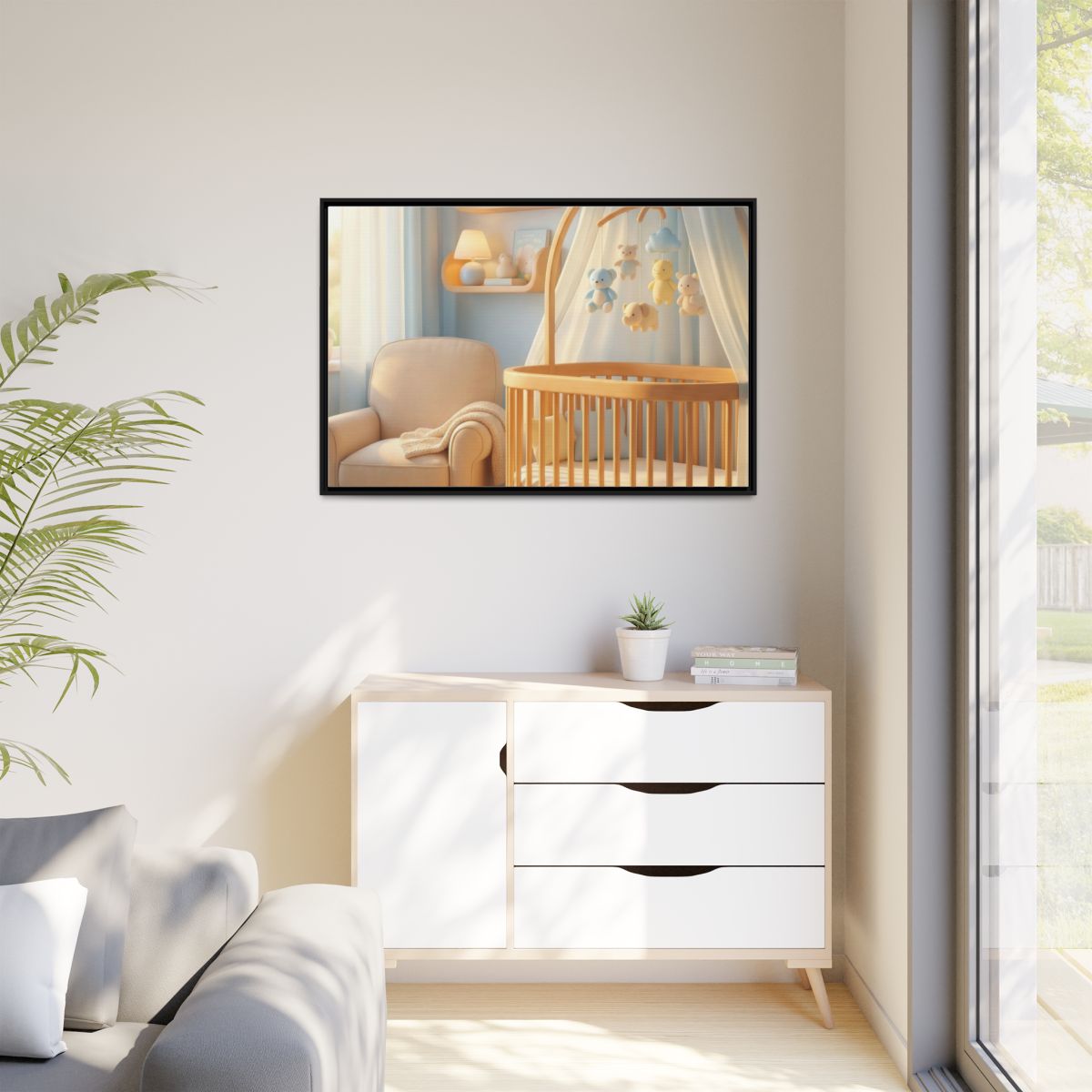 Matte Canvas, Framed - Dreamy Serene Nursery Art — Black /...