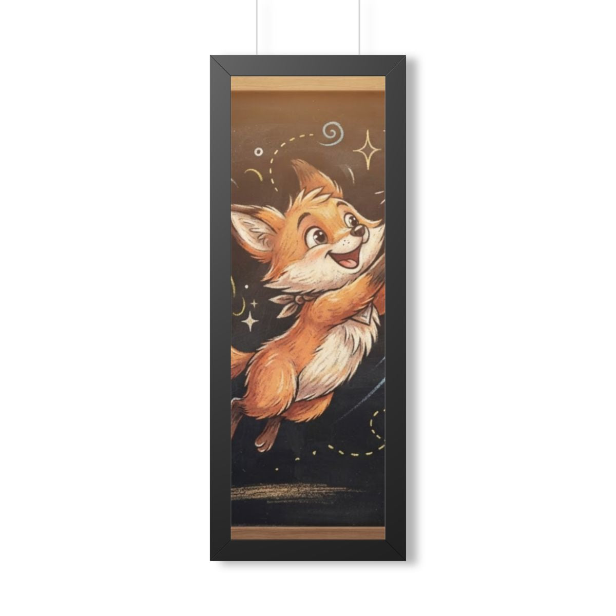 Framed Vertical Poster - Playful Fox Wall Decor — Black... |...