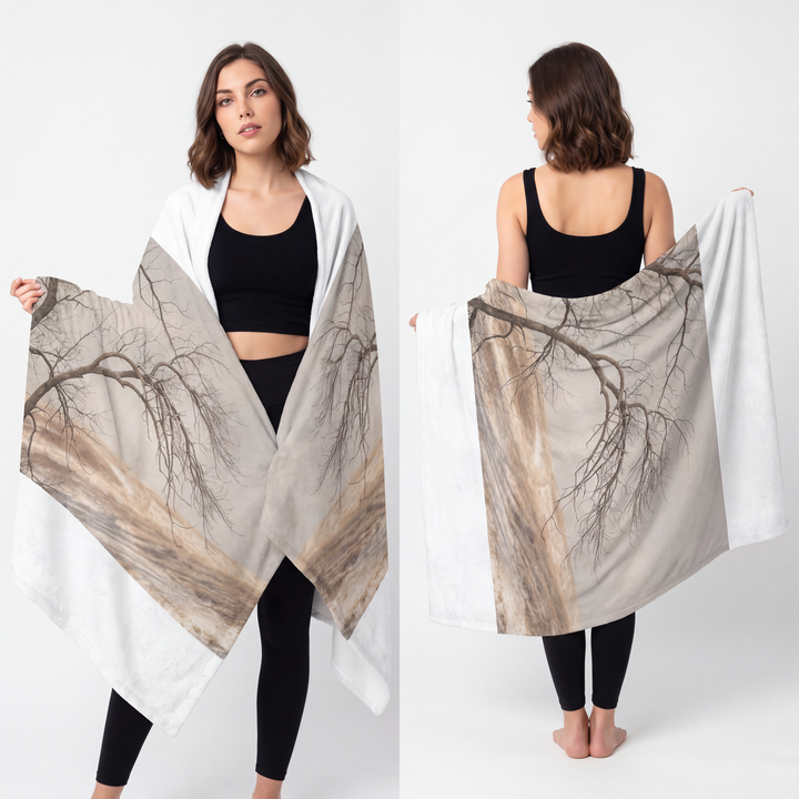 Velveteen Microfiber Blanket - Winter Branch Solitude Landscape
