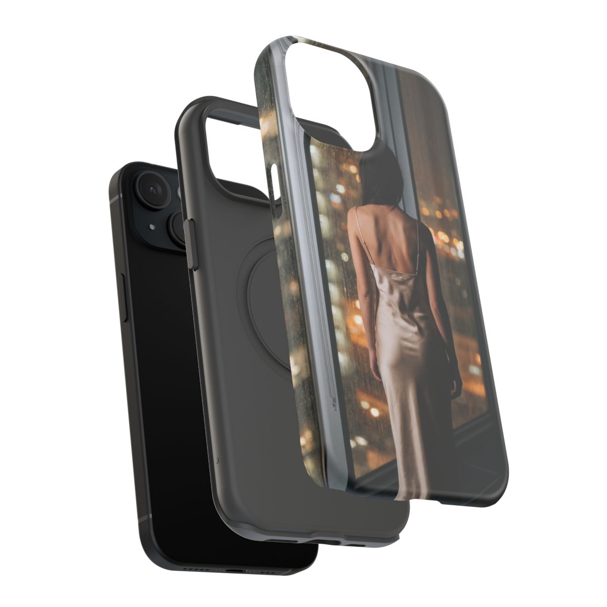 Impact-Resistant Apple iPhone Cases - Rainy City Lights Silk Gown | iPhone 17 Pro Max, 17 Pro, 17 Air & More