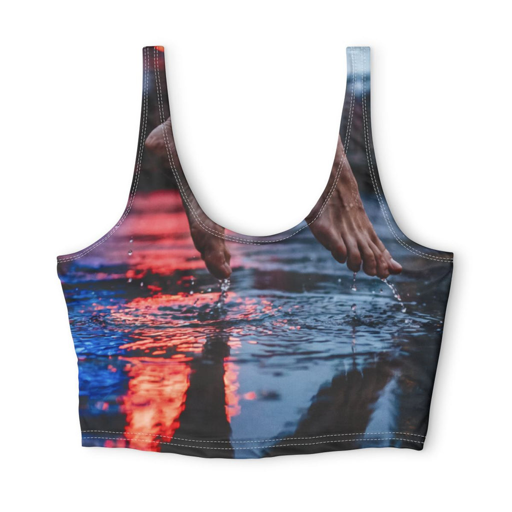 Polyester Sports Bra - City Rain Rooftop | Echovira Gallery