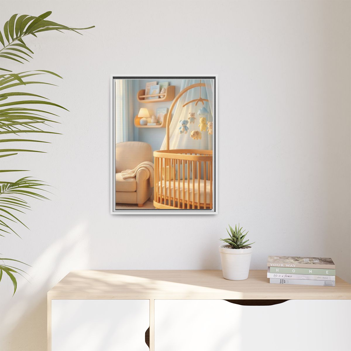 Matte Canvas, Framed - Dreamy Serene Nursery Art — White /...