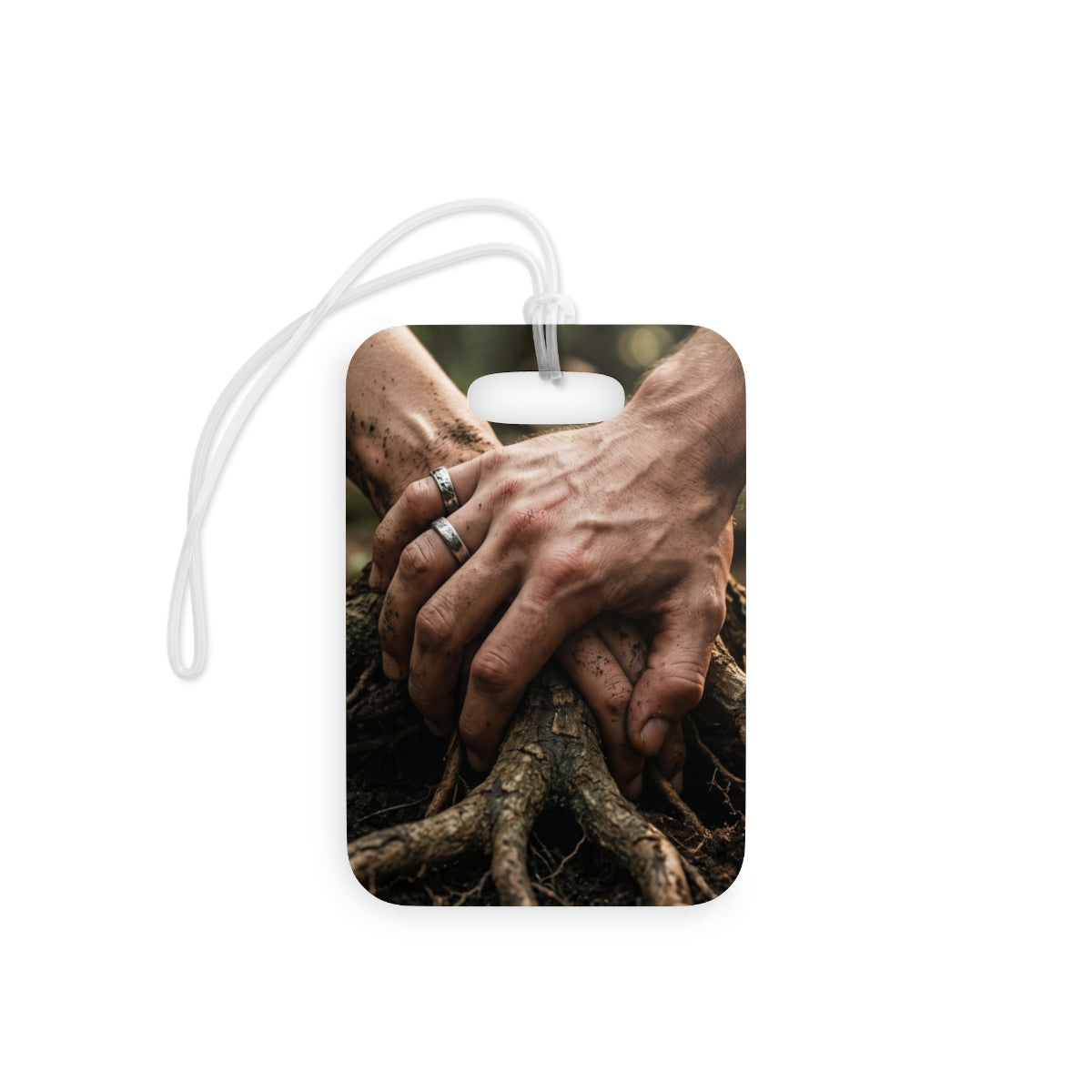 Luggage Tags with Forest Roots & Hands Art