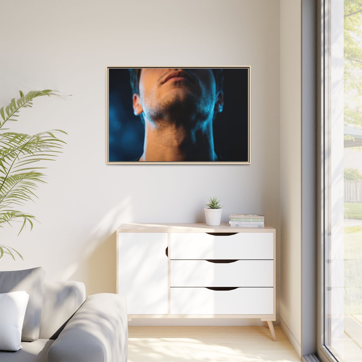 Matte Canvas, Framed - Neon Shadows Cinematic Portrait Art...