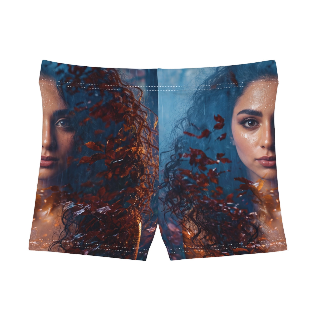 Women's Shorts with Autumn Portrait Art