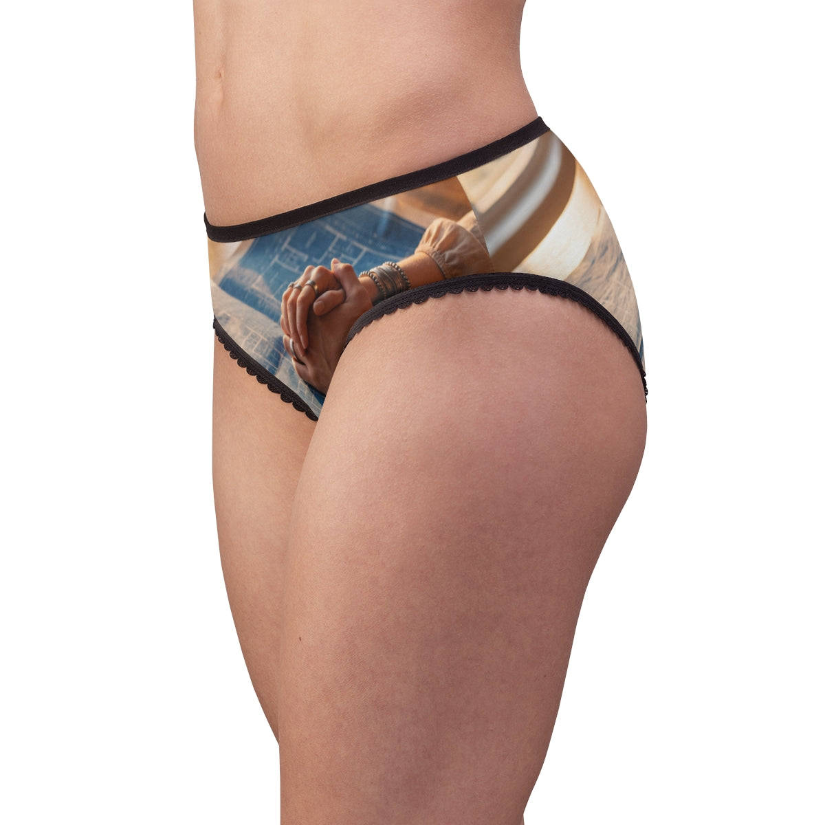 Women's Briefs - Architectural Blueprint Hands Art - Golden...