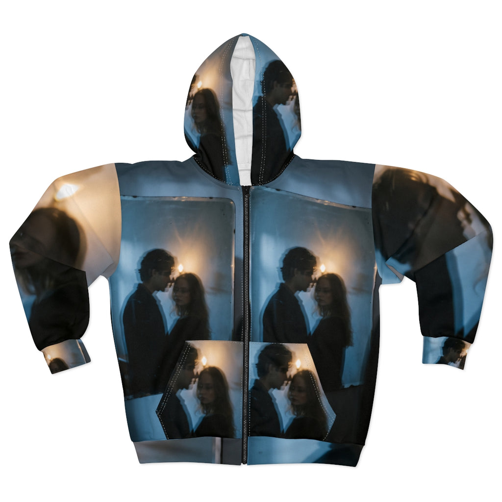 Men's Midnight Shadow Zip Hoodie - Cinematic Cozy Outerwear...