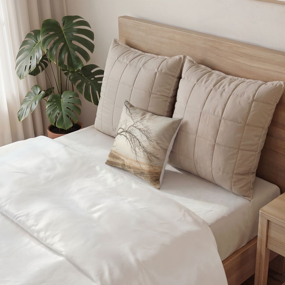 Poly Velvet Pillow - Winter Branch Solitude Landscape |...