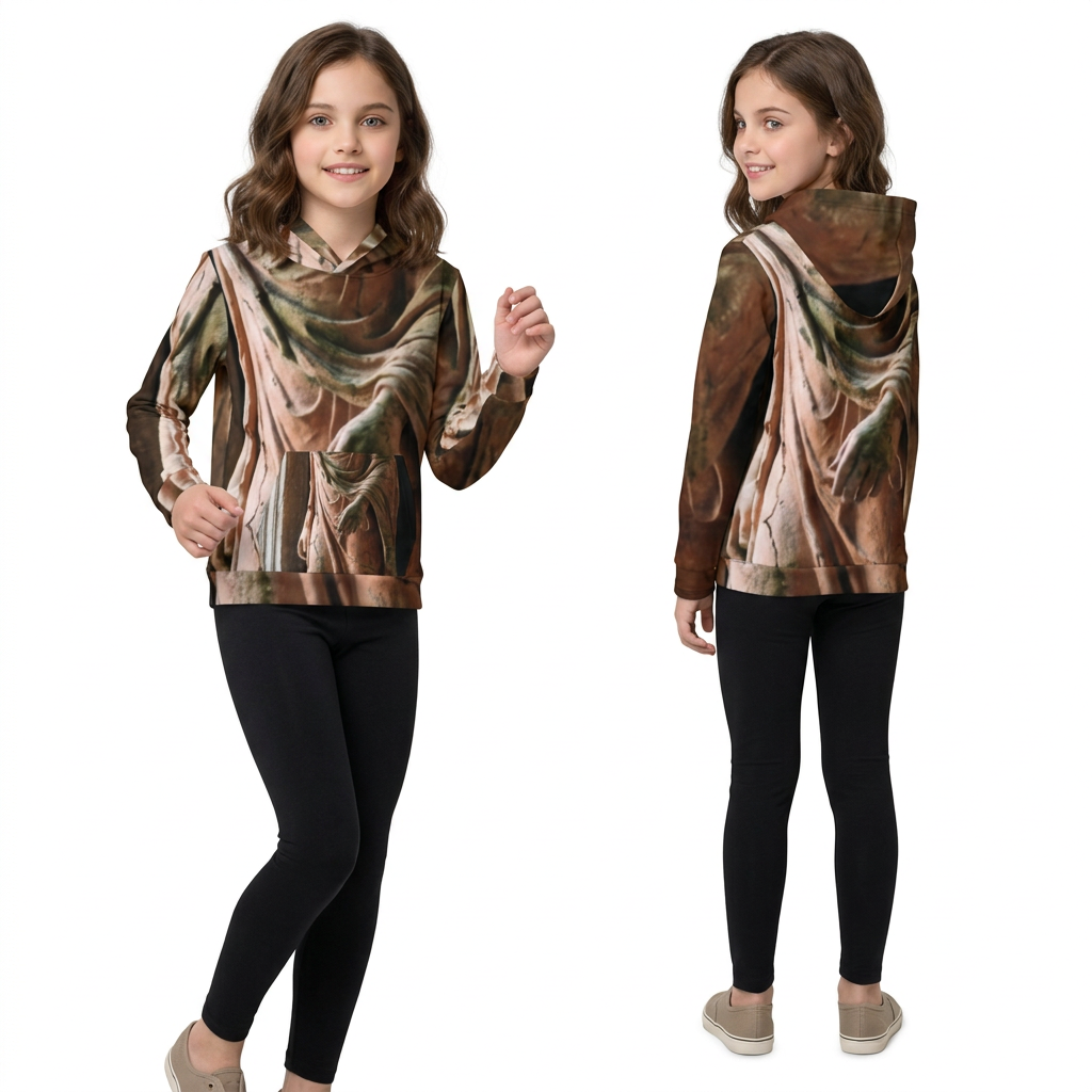 Children's Hoodie with Roman Statue Artwork