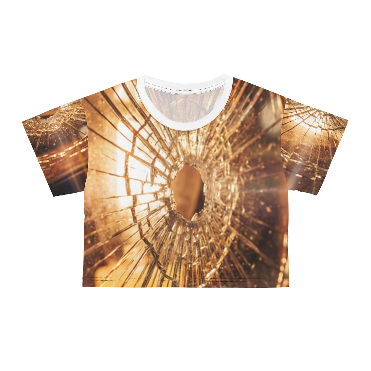 Crop Tee - Shattered Amber Glass Art | Echovira Gallery