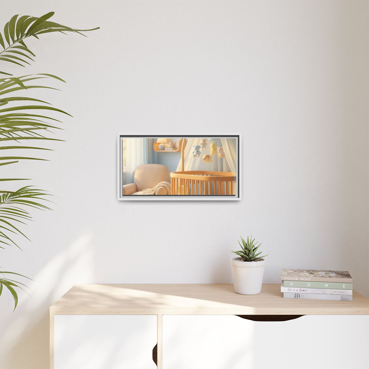 Matte Canvas, Framed - Dreamy Serene Nursery Art — White /...