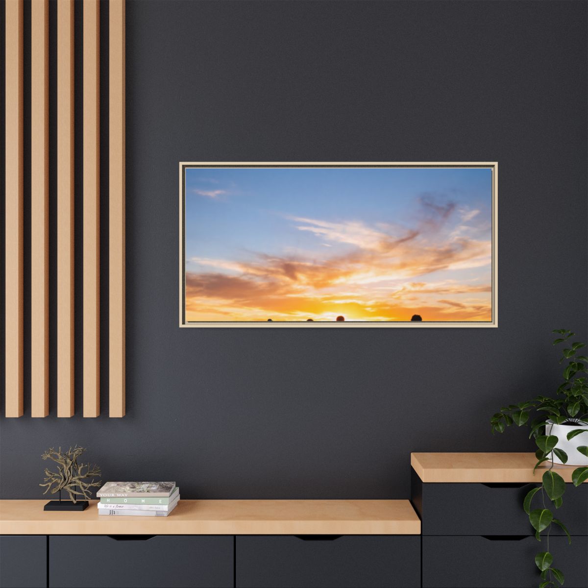 Framed Canvas - Sunset Silhouette — Natural / 1.25"