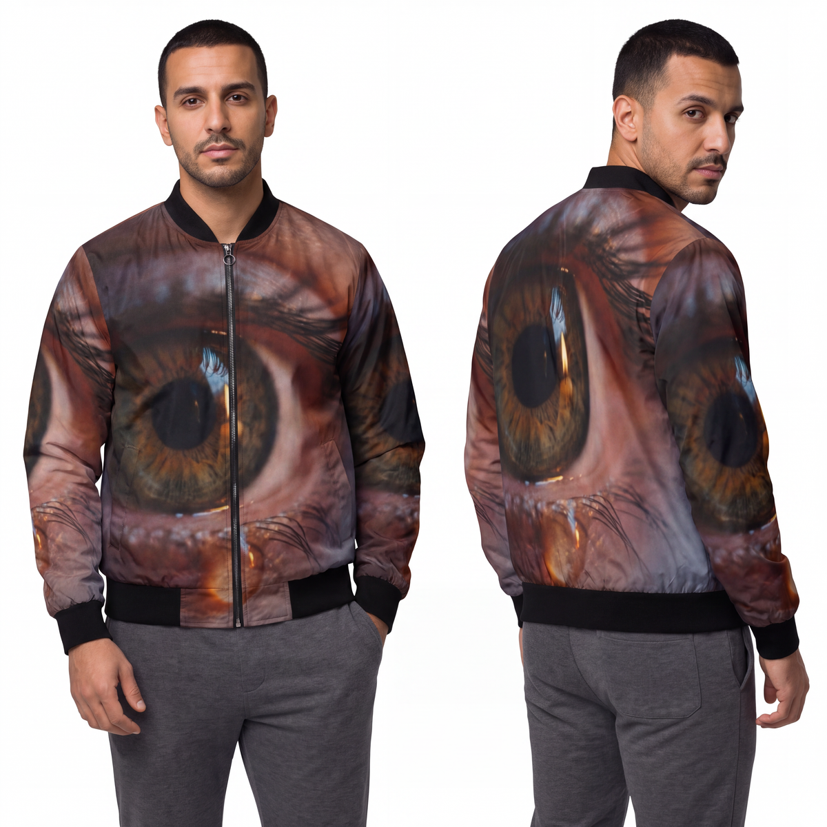 Men's Bomber Jacket - Amber Iris Reflection Fine Art Print |...