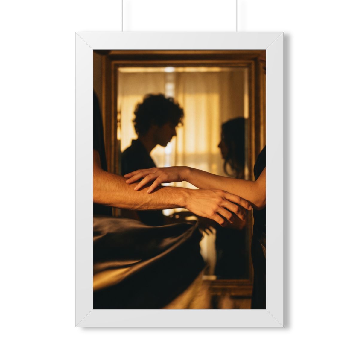 Framed Vertical Poster - Shadowed Silhouettes Romantic Art...