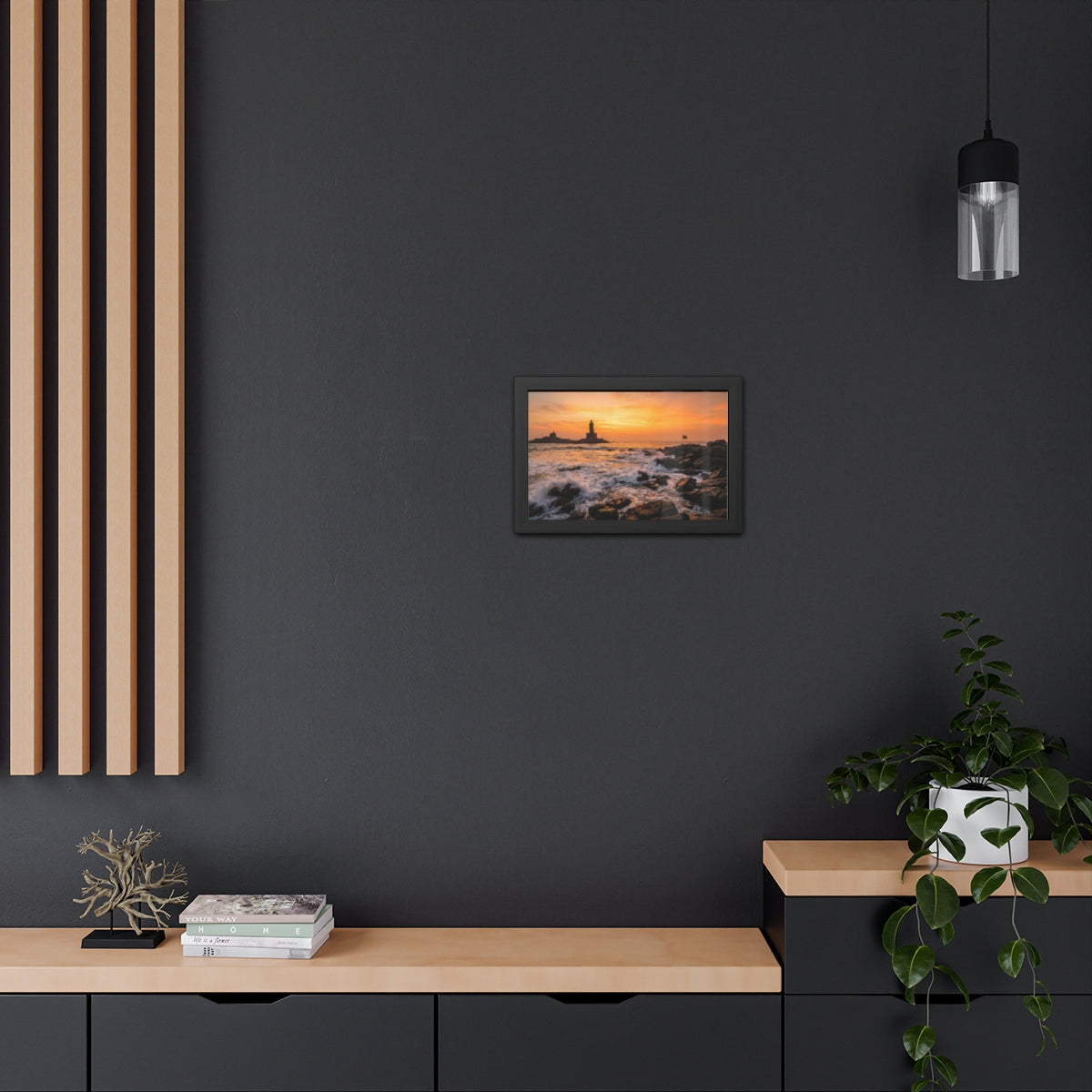Framed Posters - Coastal Golden Glow — Landscape