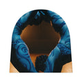 Bonnet pour bébé silhouettes abstraites indigo