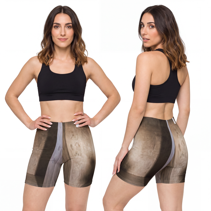 Women's Biker Shorts - Shadows of the Citadel moody architectural print