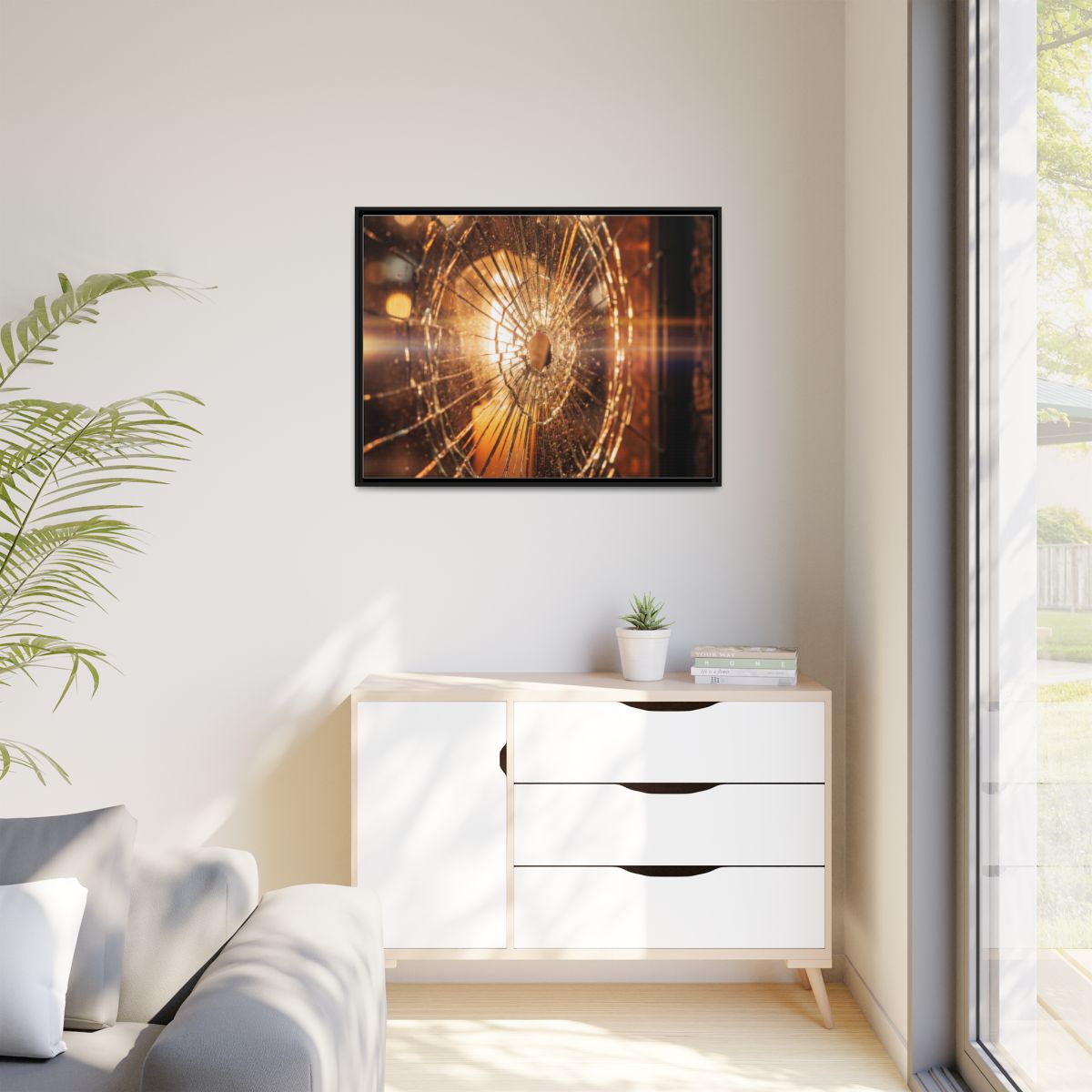 Matte Canvas, Framed - Golden Fractured Art — Black / 1.25"...