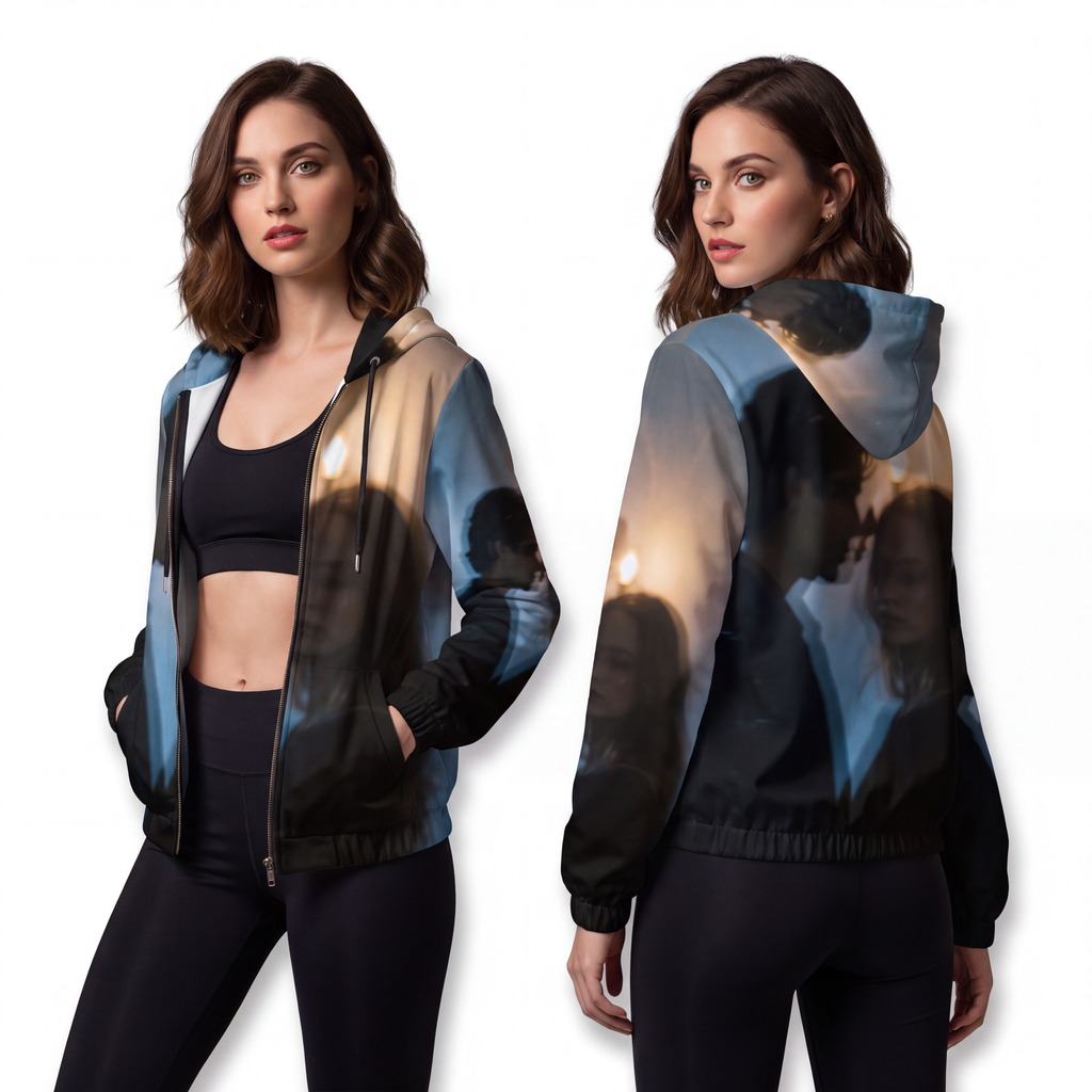 Midnight Shadow Women's Zip Hoodie - Cozy Outerwear |...