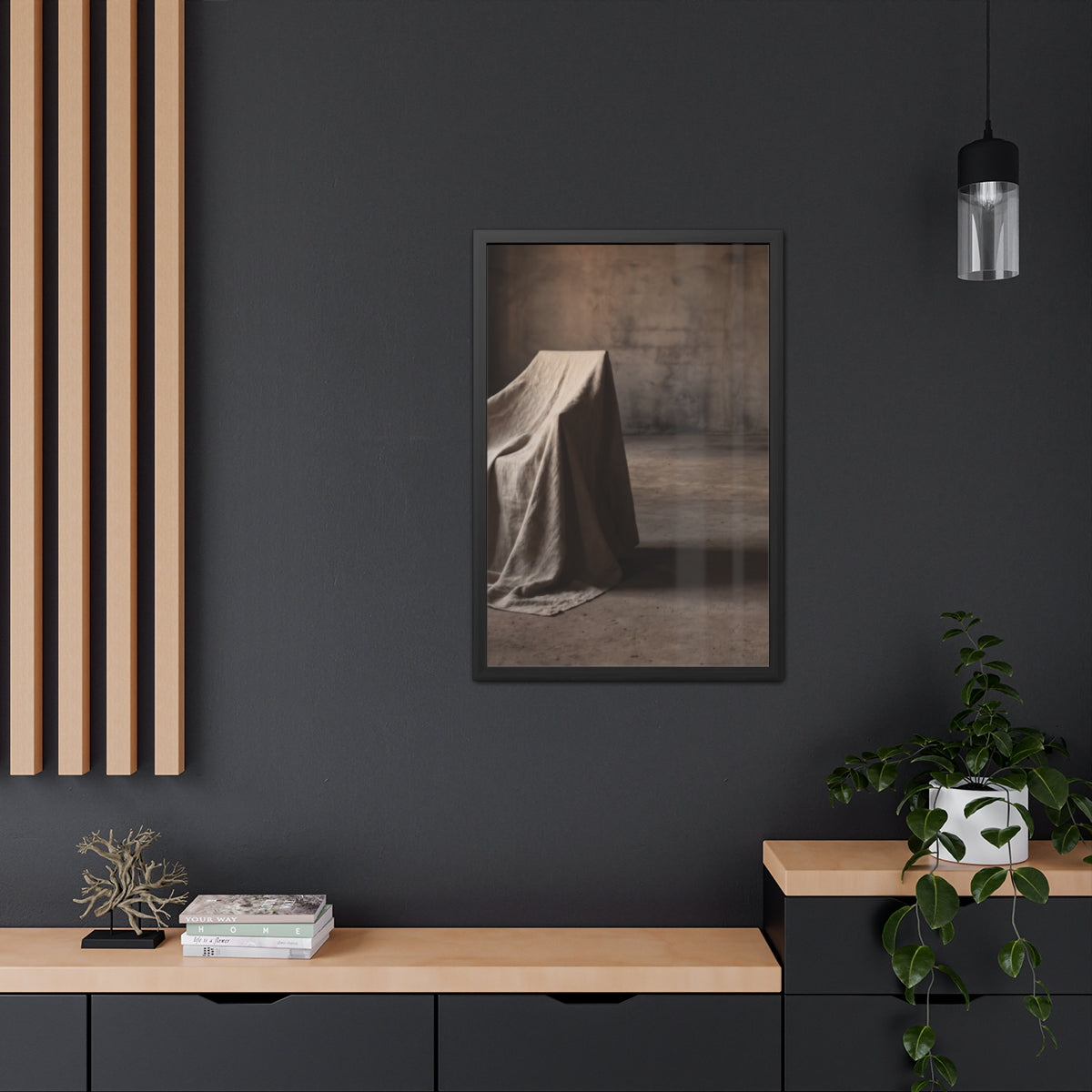 Framed Poster - Draped Minimalist Form — Portrait