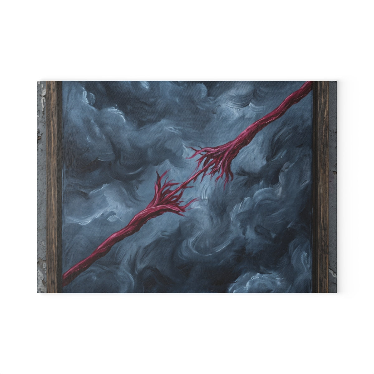 Abstract Art Glass Cutting Board with Crimson Cord