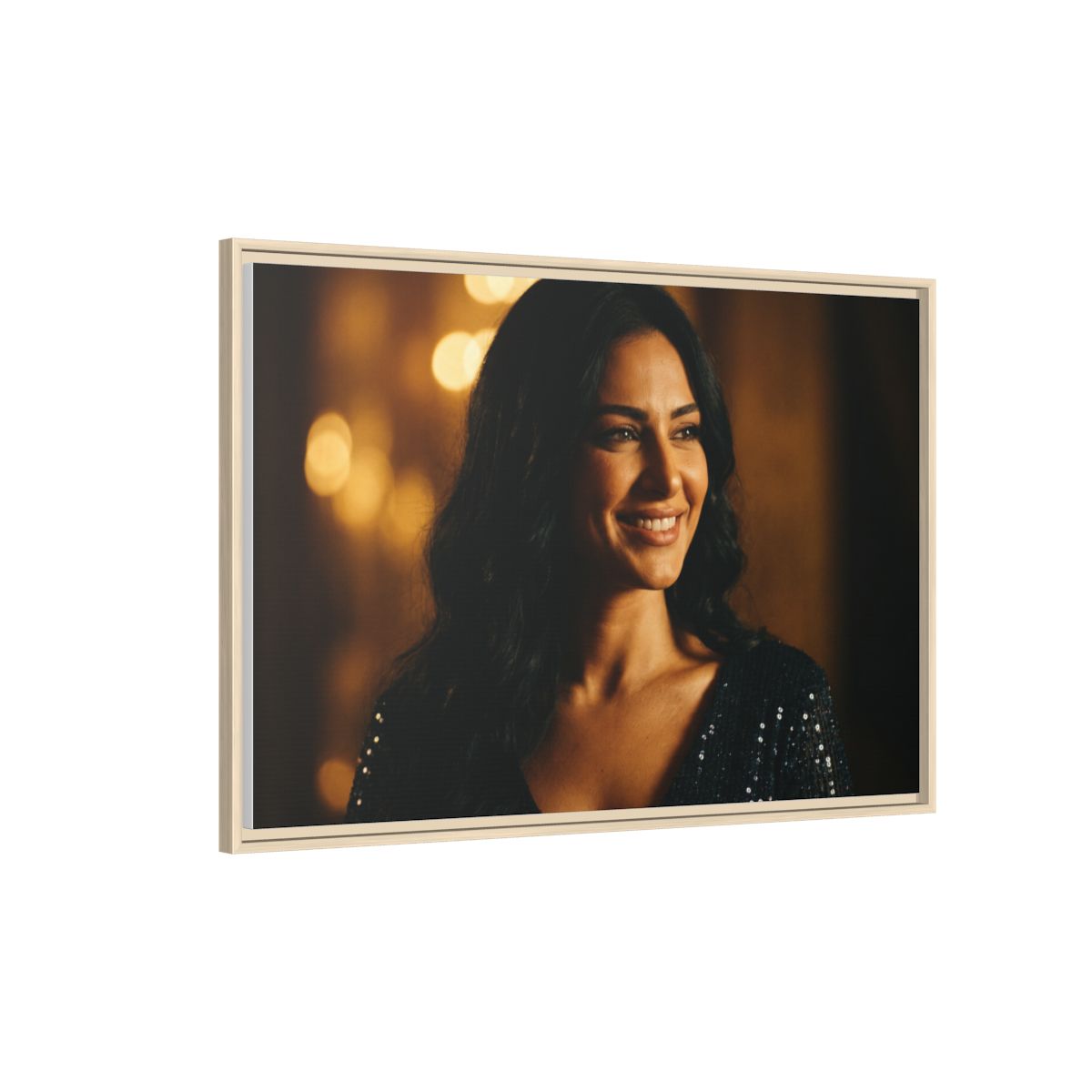 Framed Canvas Art - Golden Glamour — Natural / 1.25"