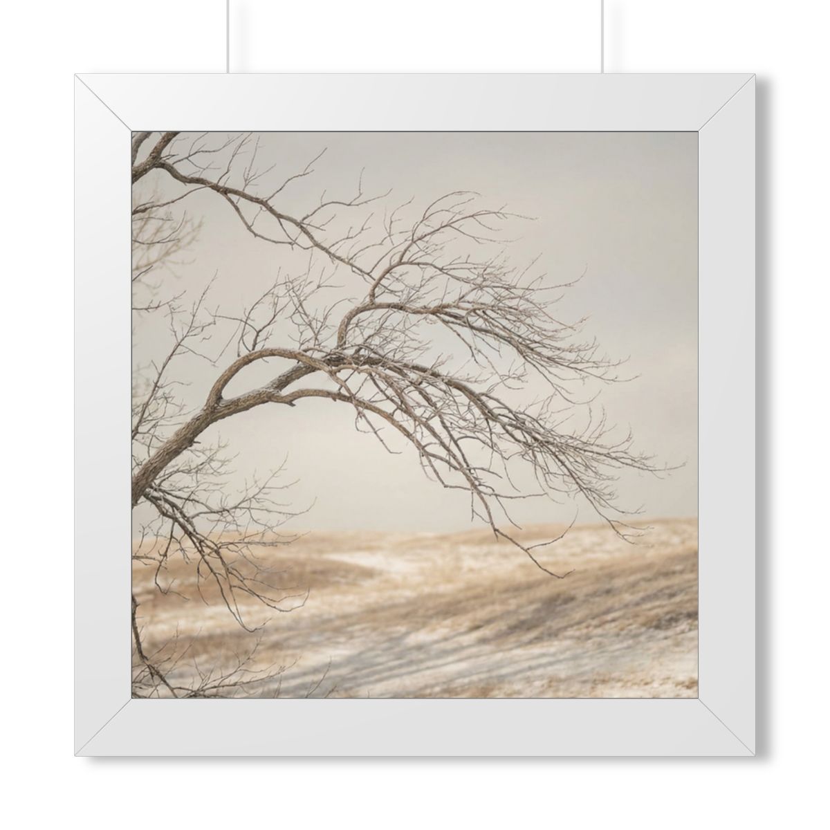 Framed Vertical Poster - Winter Branch Solitude Landscape —...