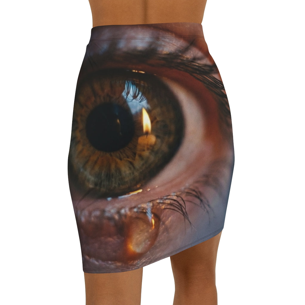 Women's Mid-Waist Pencil Skirt - Amber Iris Reflection Fine...