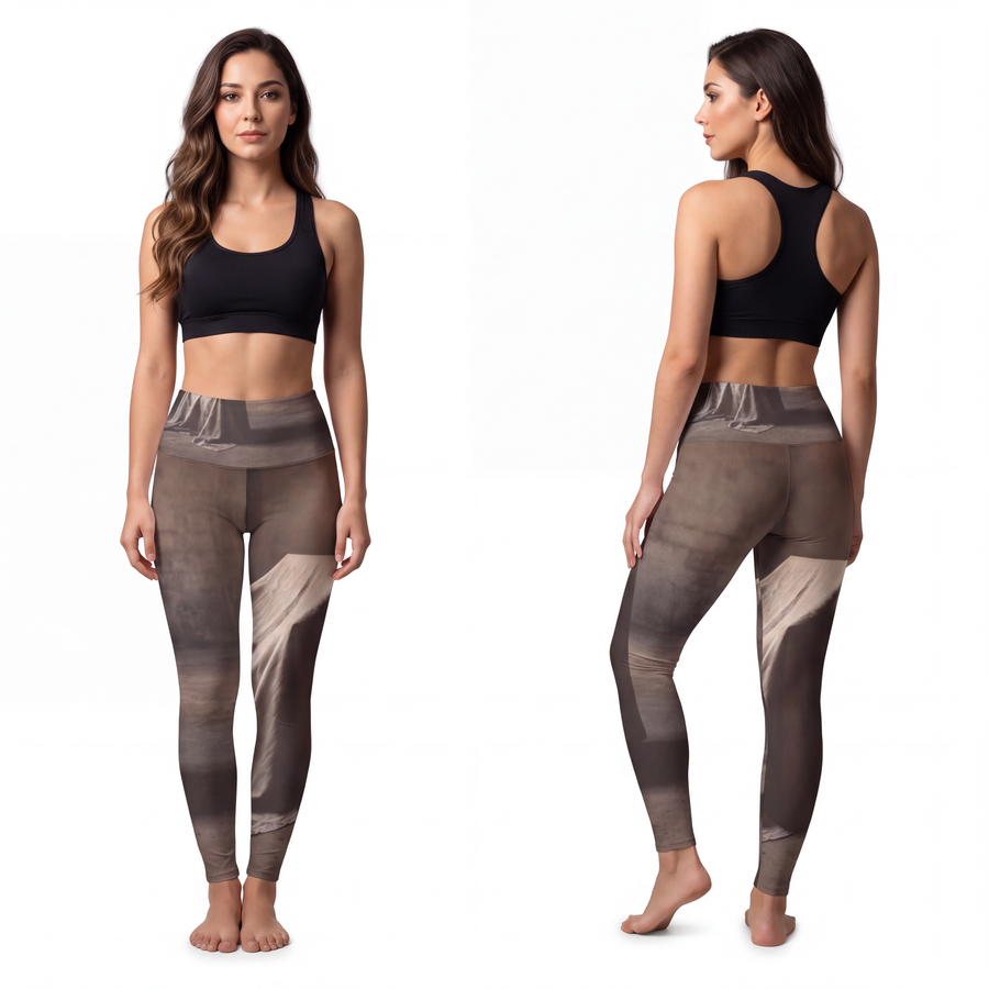 Women's Yoga Pants - Draped Silence Still Life Art - Shadowed Sanctuary