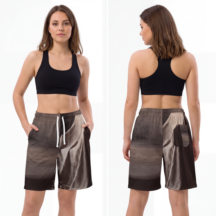 Athletic Long Shorts - Draped Silence Still Life Art - Shadowed Sanctuary
