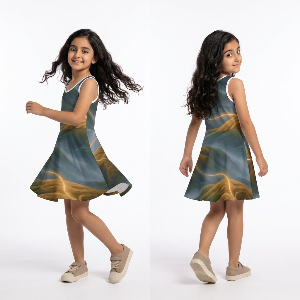 Girls' Sleeveless Sundress Foggy Mountain Art