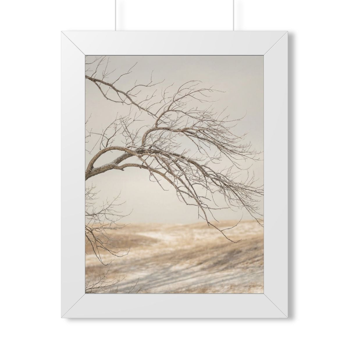 Framed Vertical Poster - Winter Branch Solitude Landscape —...