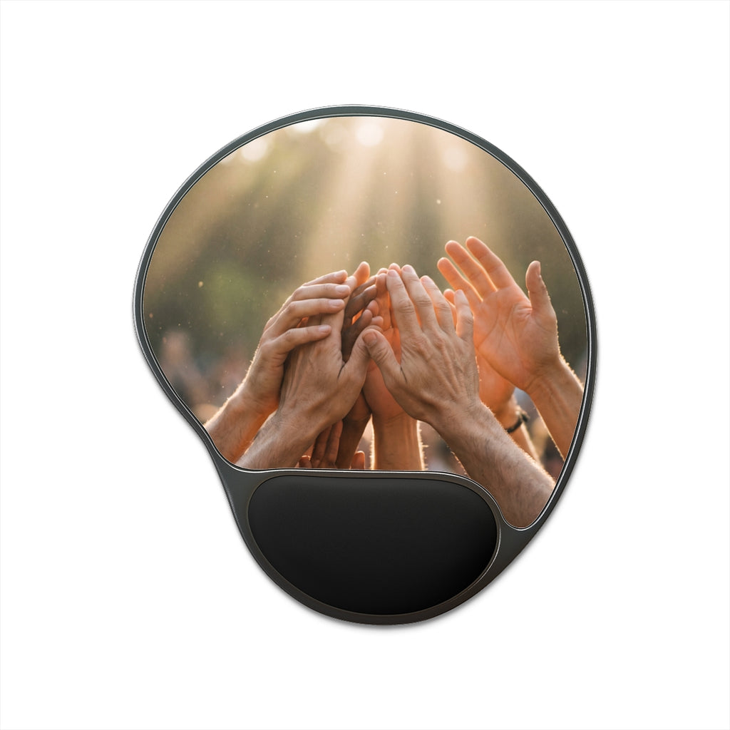 Mouse Pad With Wrist Rest - Golden Rays of Unity Wall Art |...
