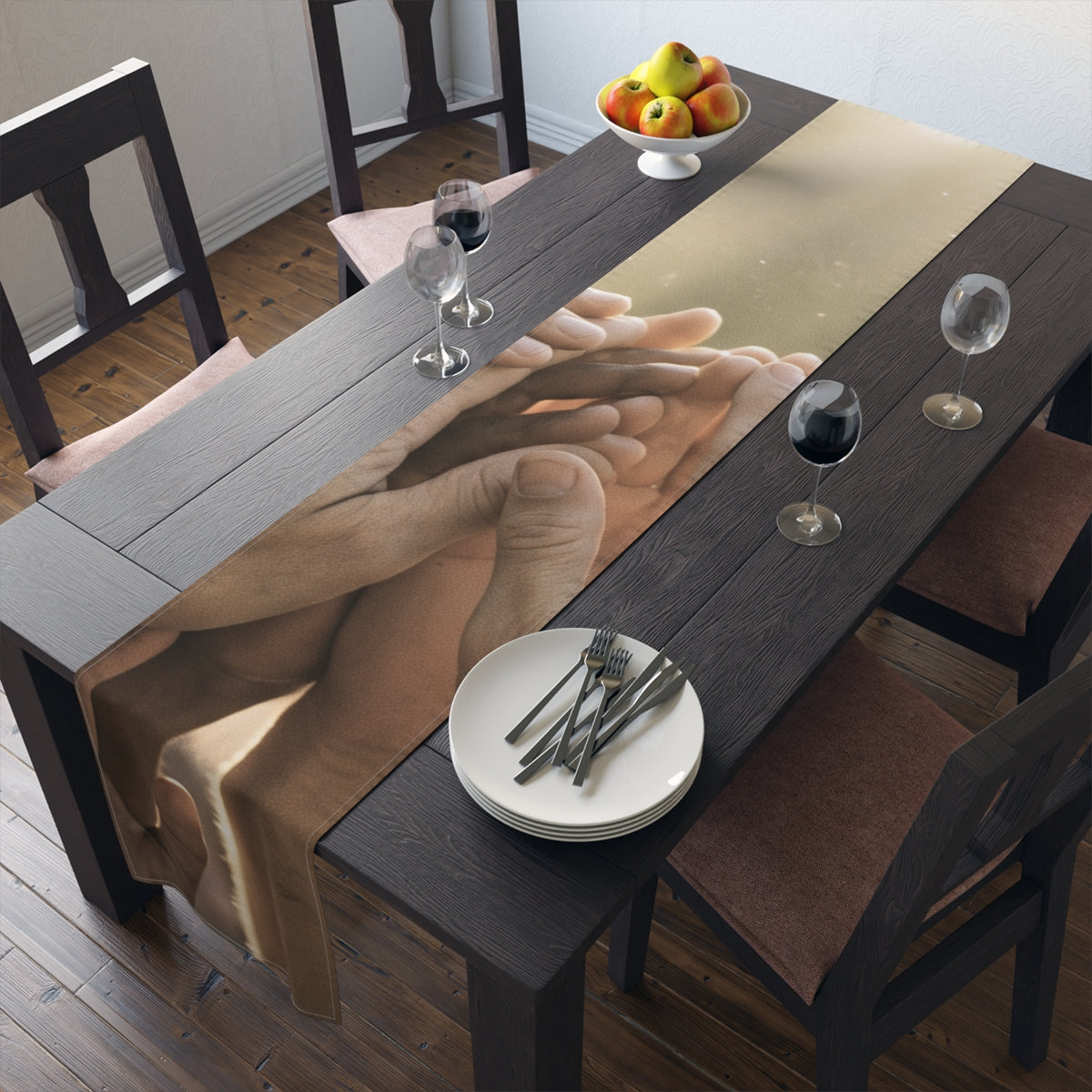 Table Runner - Golden Rays of Unity Wall Art | Echovira...