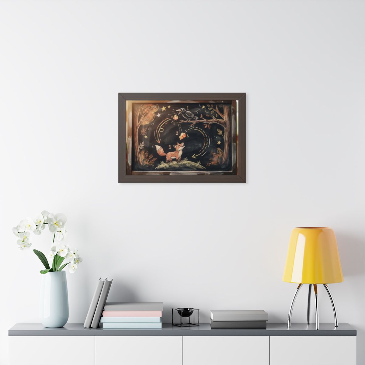 Framed Horizontal Poster - Storybook Slate — Walnut (14×11...
