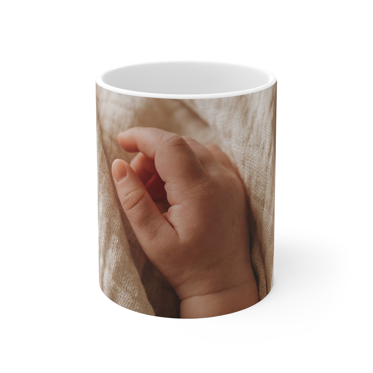 11oz White Mug - Aesthetic Baby Hand - Ethereal Warmth |...
