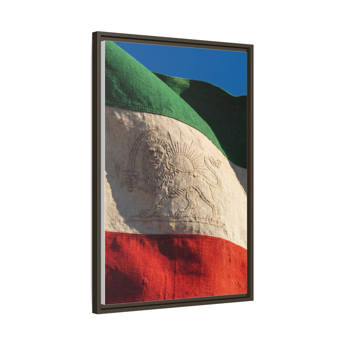 Framed Canvas Art - Distressed Flag — Espresso / 1.25"