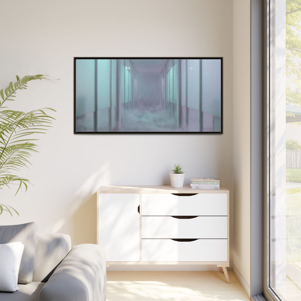Matte Canvas, Framed - Liminal Corridor Fog Art Print —... |...