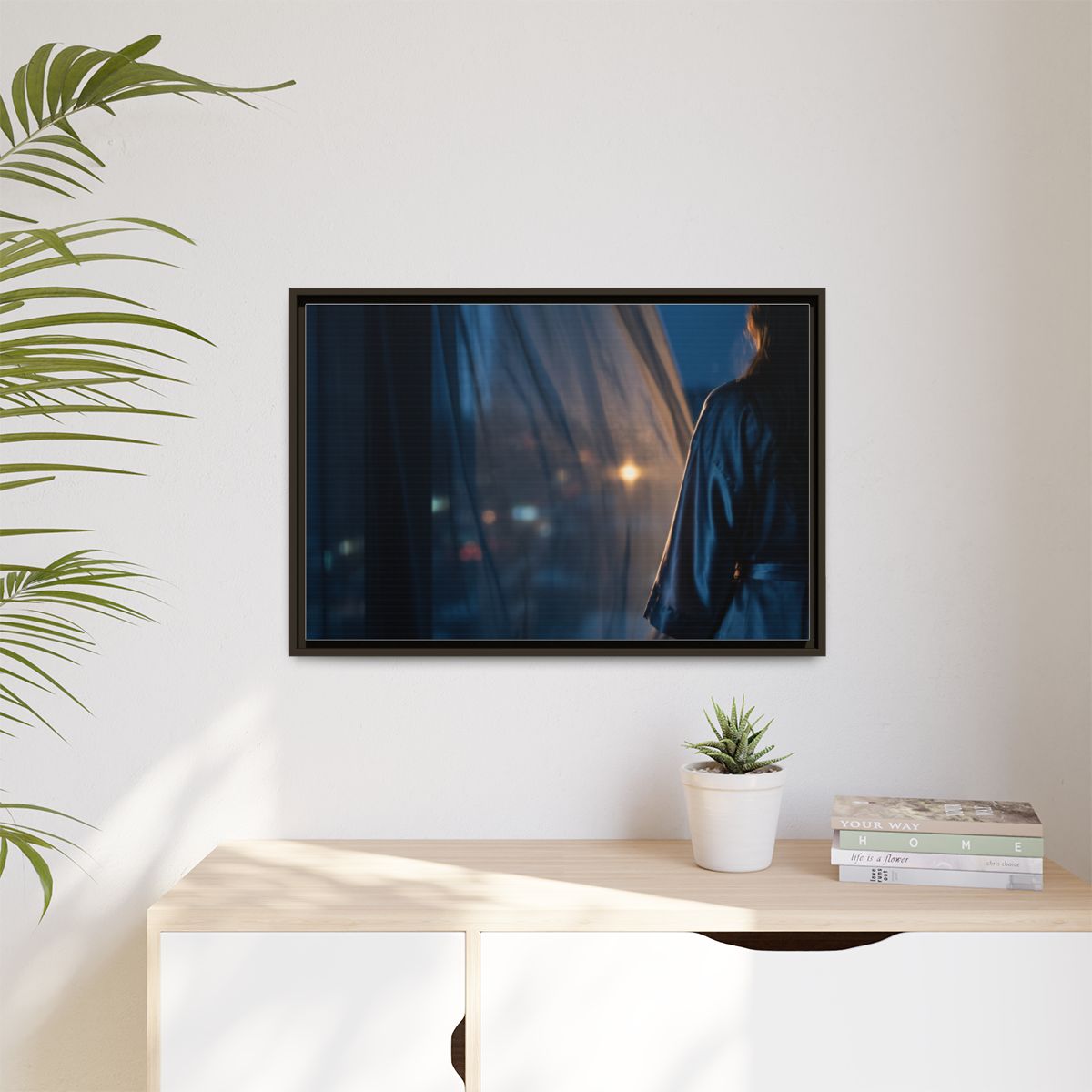 Matte Canvas, Framed - Nocturnal Solitude Silhouette —... |...