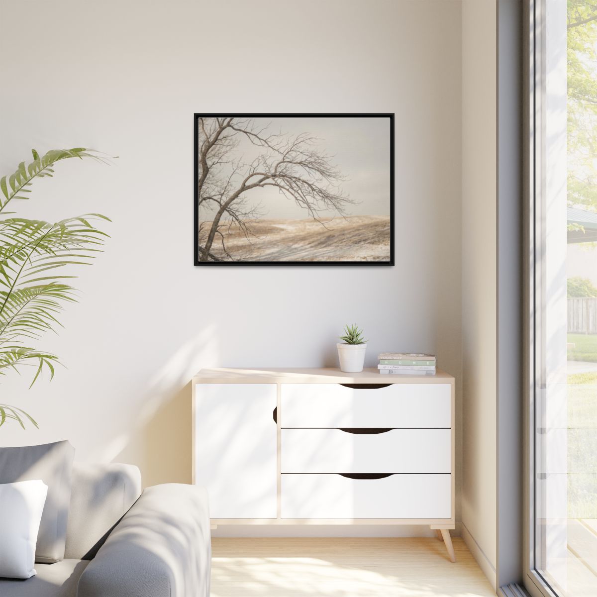 Matte Canvas, Framed - Winter Branch Solitude Landscape —......