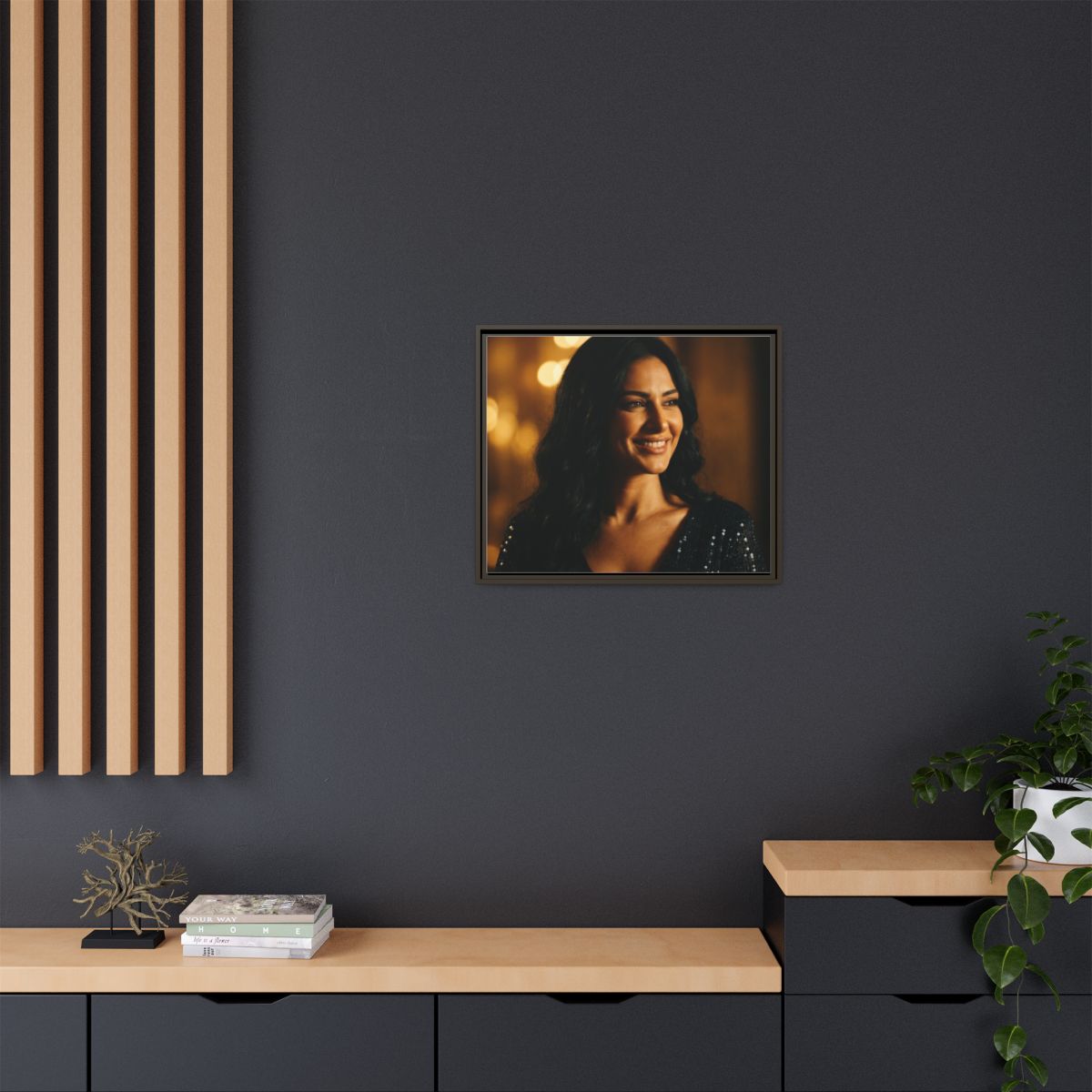 Framed Canvas Art - Golden Glamour — Espresso / 1.25"