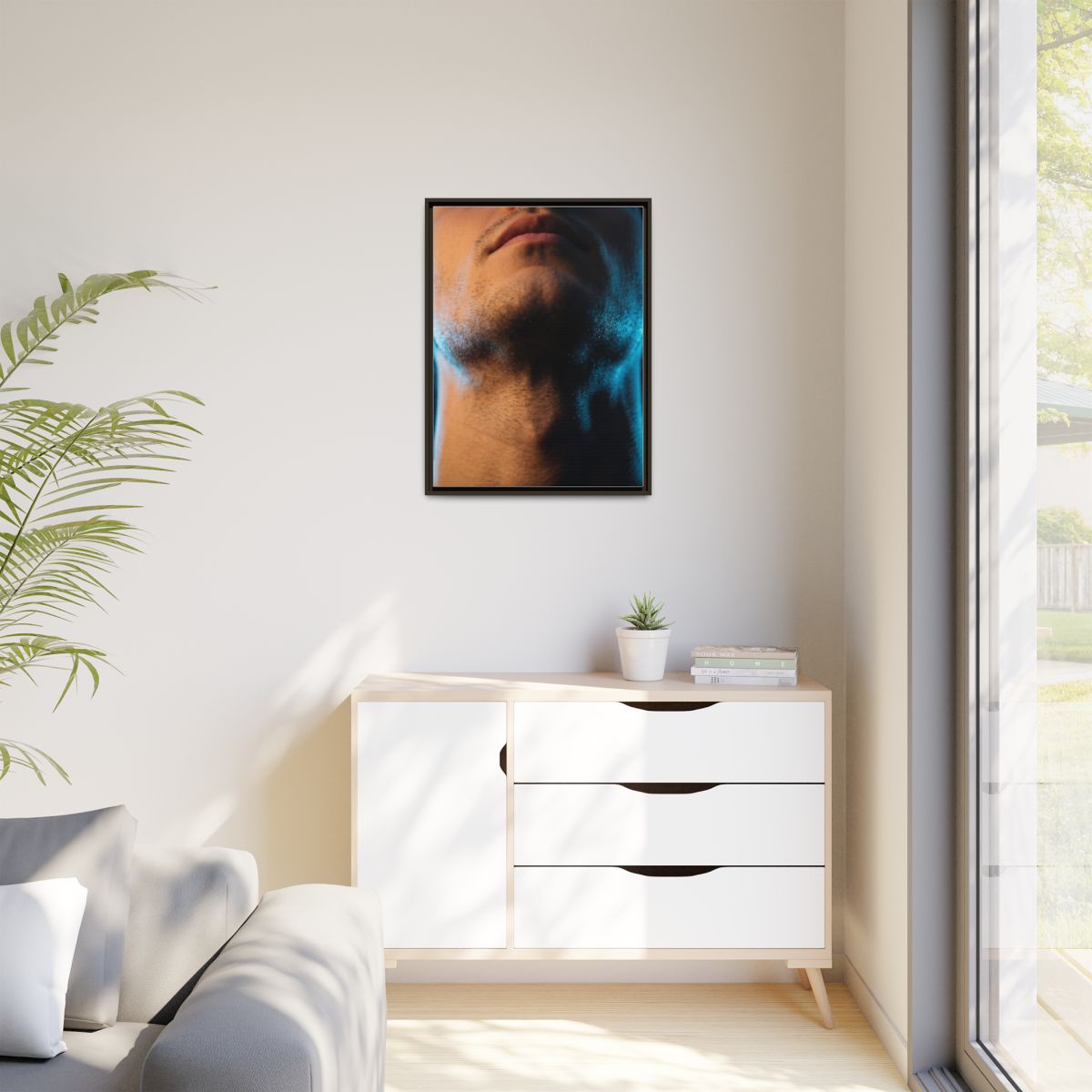 Matte Canvas, Framed - Neon Shadows Cinematic Portrait Art...